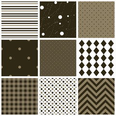 Seamless patterns geometrical set. Vector Illustrations.