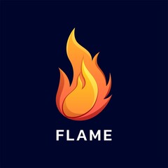 Vector Logo Illustration Flame Gradient Colorful Style.