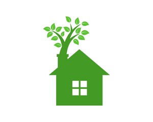 Green house with tree template