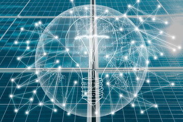 Alternative energy, clean light energy, clean energy, solar cells on the roof, sloping soil.