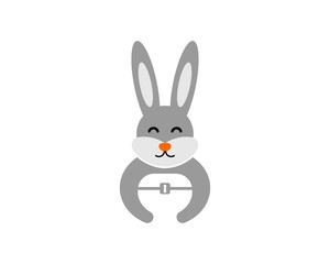 Happy rabbit with treasure box inside