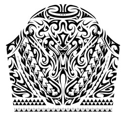 Sleeve tattoo in polynesian style
