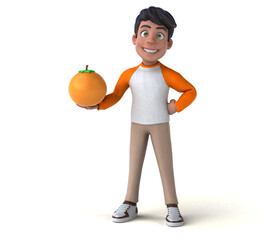 Fun 3D cartoon Asian teenager .