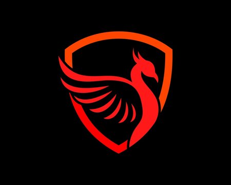 Simple abstract phoenix inside the shield
