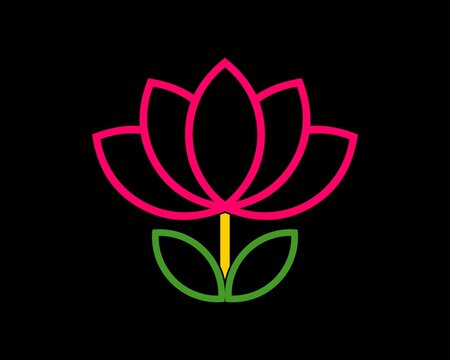 Beauty lotus line with black background