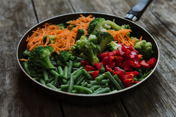 vegetables in a pan on the table