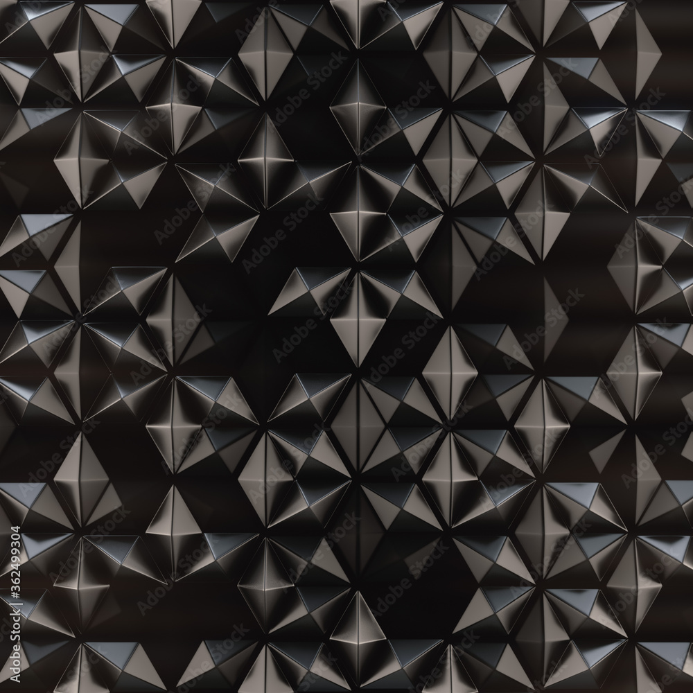 Poster Minimal 3d render dark background. Honeycomb design. Abstract futuristic texture