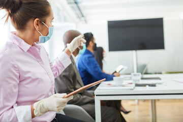 Fototapeta premium Business people in a video conference training