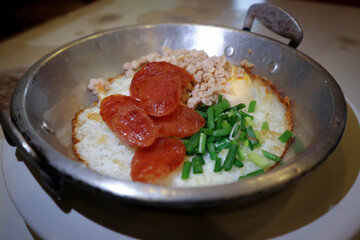 fried egg, Vietnamese egg with sausage