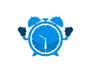 Alarm clock with strong hand cartoon