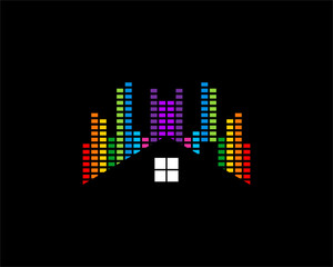 Sound wave with house and white window