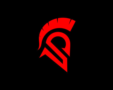 Abstract spartan helmet with S letter initial