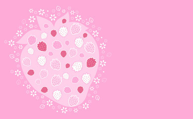 Cute strawberry background in pink colour.