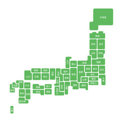 Naklejka premium 日本都道府県地図