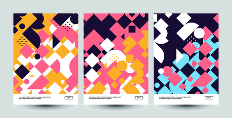 Minimal geometric posters set. Colorful patterns.	