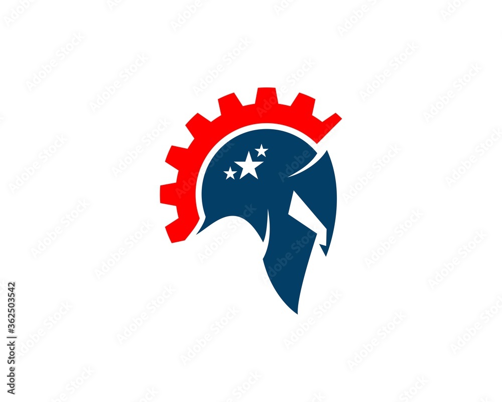 Wall mural spartan helmet with star and gear