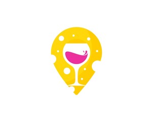 Cheese and wine glass with pin location shape