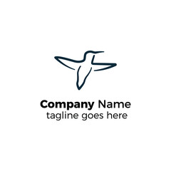 beautiful hummingbird logo design icon vector illustration simple line
