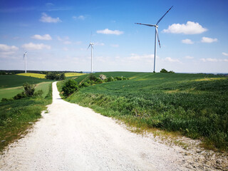 Windmills. Artistic look in vintage vivid colours.