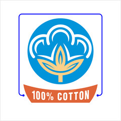 One Hundred Percent Cotton Icon, 100% Cotton Icon, Cotton Flower Icon, Cotton Ball, Cotton Fiber