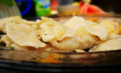 Dumplings. Artistic look in vintage vivid colours.