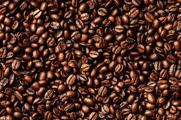 Macro photo of roasted coffee beans background
