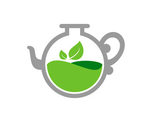 Tea pot with green tea inside