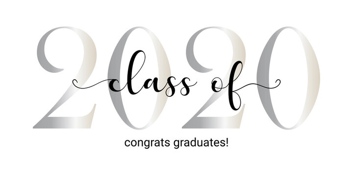Class of 2020. Modern calligraphy. Vector illustration. Hand drawn brush lettering Graduation logo. Template for graduation design, party, high school or college graduate, yearbook.