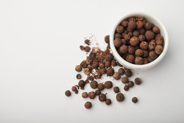 black pepper peas close up on a white background