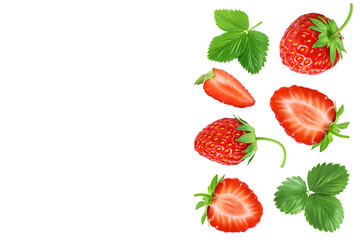 Strawberries isolated on white background with copy space for your text. Top view. Flat lay pattern