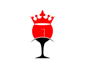 Red wine glass with crown above