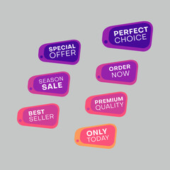 Set of sale stickers. Colorful abstract design.