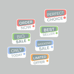 Set of sale stickers. Colorful abstract design.