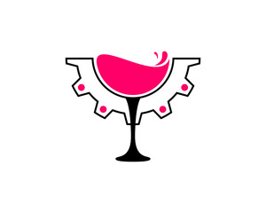 Wine glass with gear engine