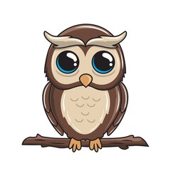 Owl Cartoon Isolated Cute Illustration