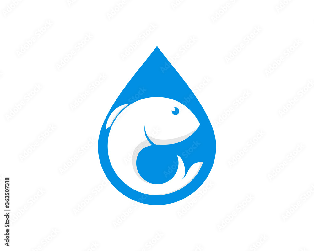 Sticker water drop with fish inside