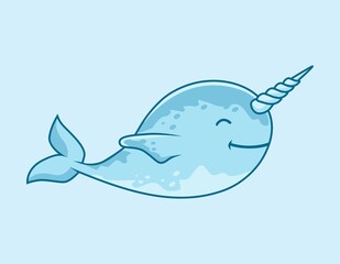 Narwhal Cartoon Cute Ocean Animals Illustration