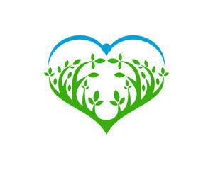 Love heart with leaf tree inside