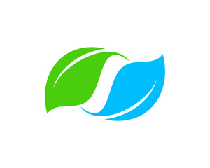 Twin green and blue leaf