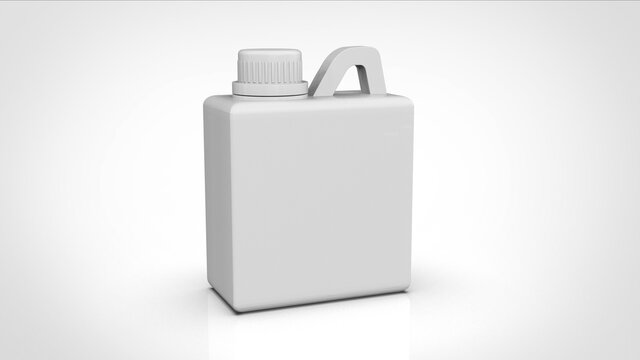 Blank Plastic Liquid or Oil Container on white background