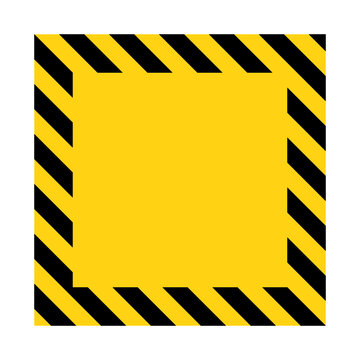 Yellow and black striped squared danger sign. Blank warning sign