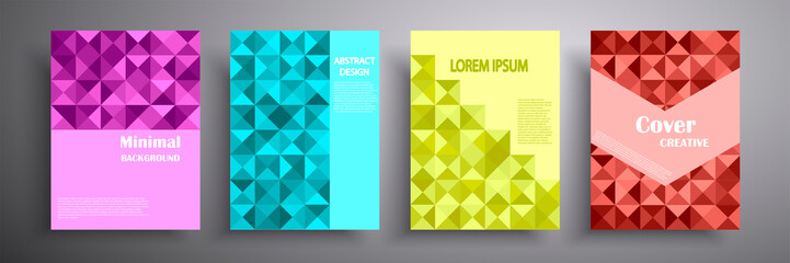 Abstract vector illustration of covers with graphic geometric elements. Template for brochures, covers, notebooks, banners, magazines and flyers, modern website template design.