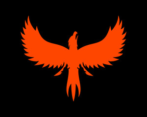 Flying phoenix with spread wing