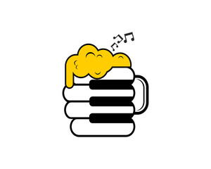 Beer glass and piano tiles