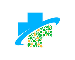 Collaborate medical symbol and leaves