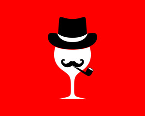 Wineglass and gentleman smoking