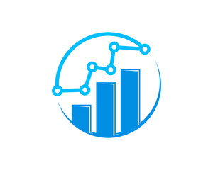 Growth up chart and statistic with circle shape