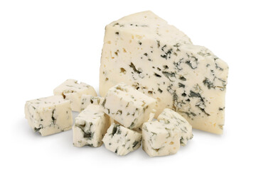 Blue cheese isolated on white background with clipping path and full depth of field.