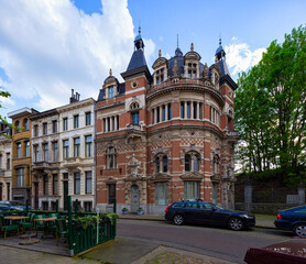 Fototapeta premium street scene in Zurenborg district, Antwerpen, Belgium.