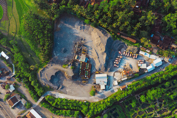 The views of the sand depot that stretches around the Kali Putih river